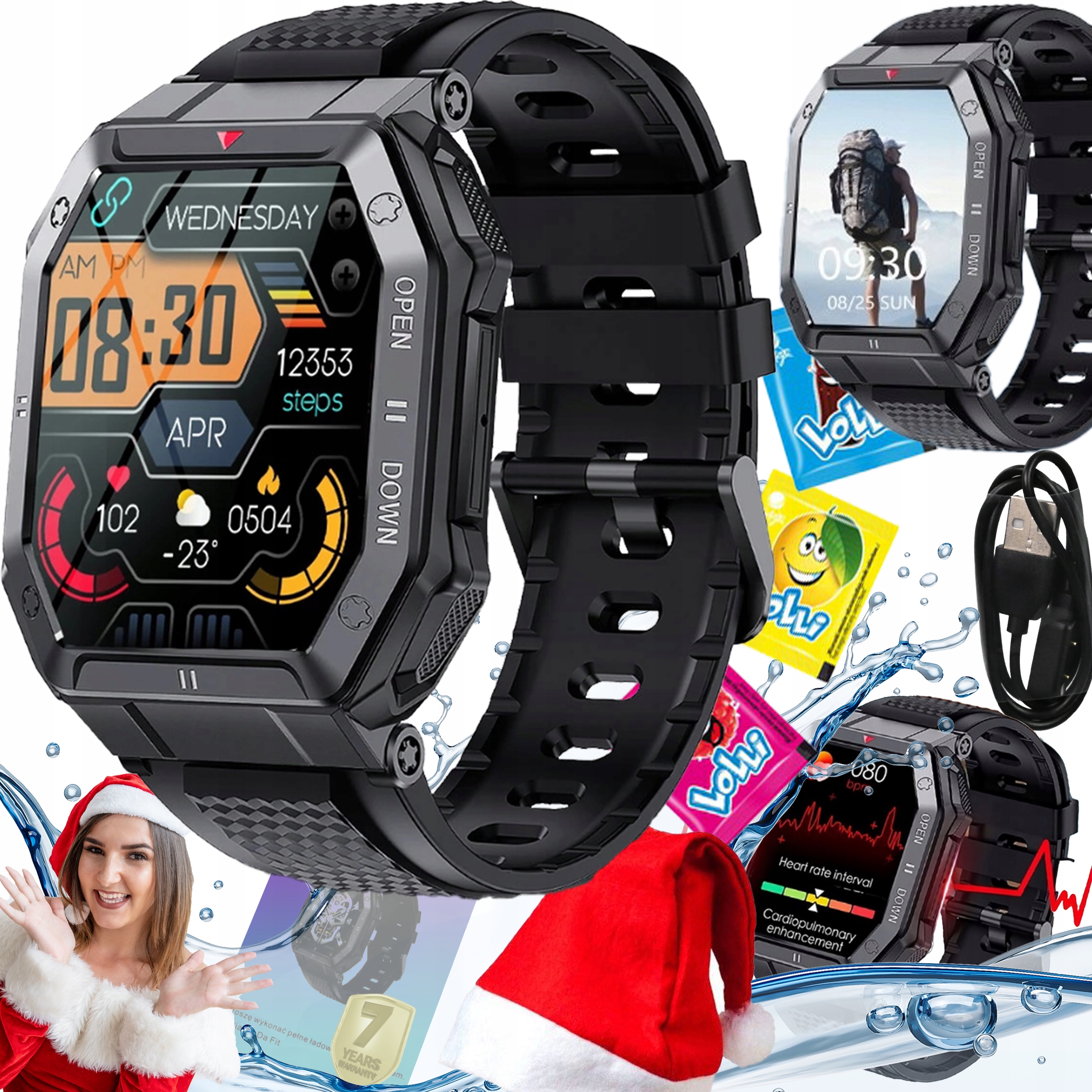 NAJNOWSZY SMARTWATCH ZEGAREK MĘSKI WODOODPORNY ROZMOWY FIT SPORT PREMIUM XL