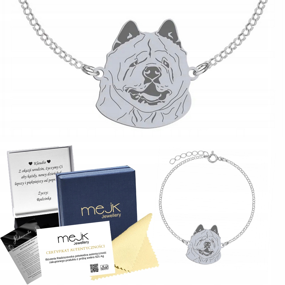 Stříbrný náramek s psem Chow chow Soft 925 Šperky Gravírování Bonus