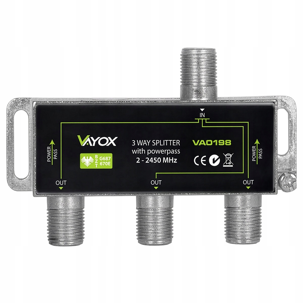 Rozgałęźnik Sygnału Antenowego DVB-T2/S/C Splitter Rozdzielacz Na 3TV Vayox