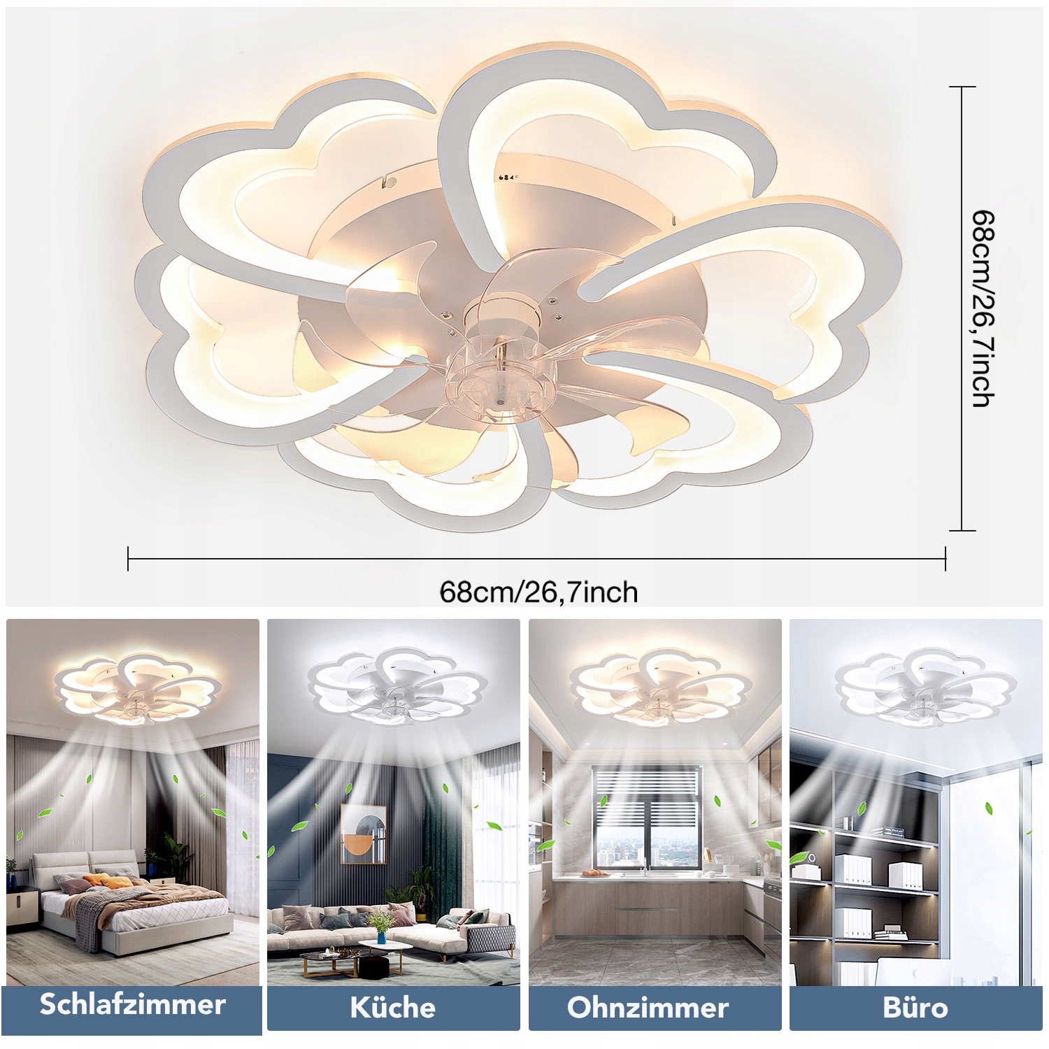 LAMPA LED 85W SUFITOWA Z WENTYLATOREM WIATRAK PILOTEM, ŚCIEMNIANA ŻYRANDOL Zasilanie sieciowe