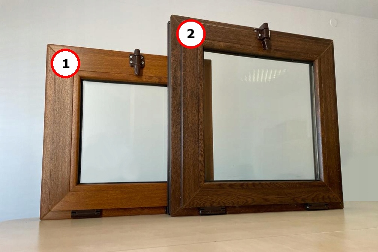 OKNA PCV GOSPODARCZE 1000x800 U ZŁOTY DĄB OBUSTR. Szerokość okna 1000 mm