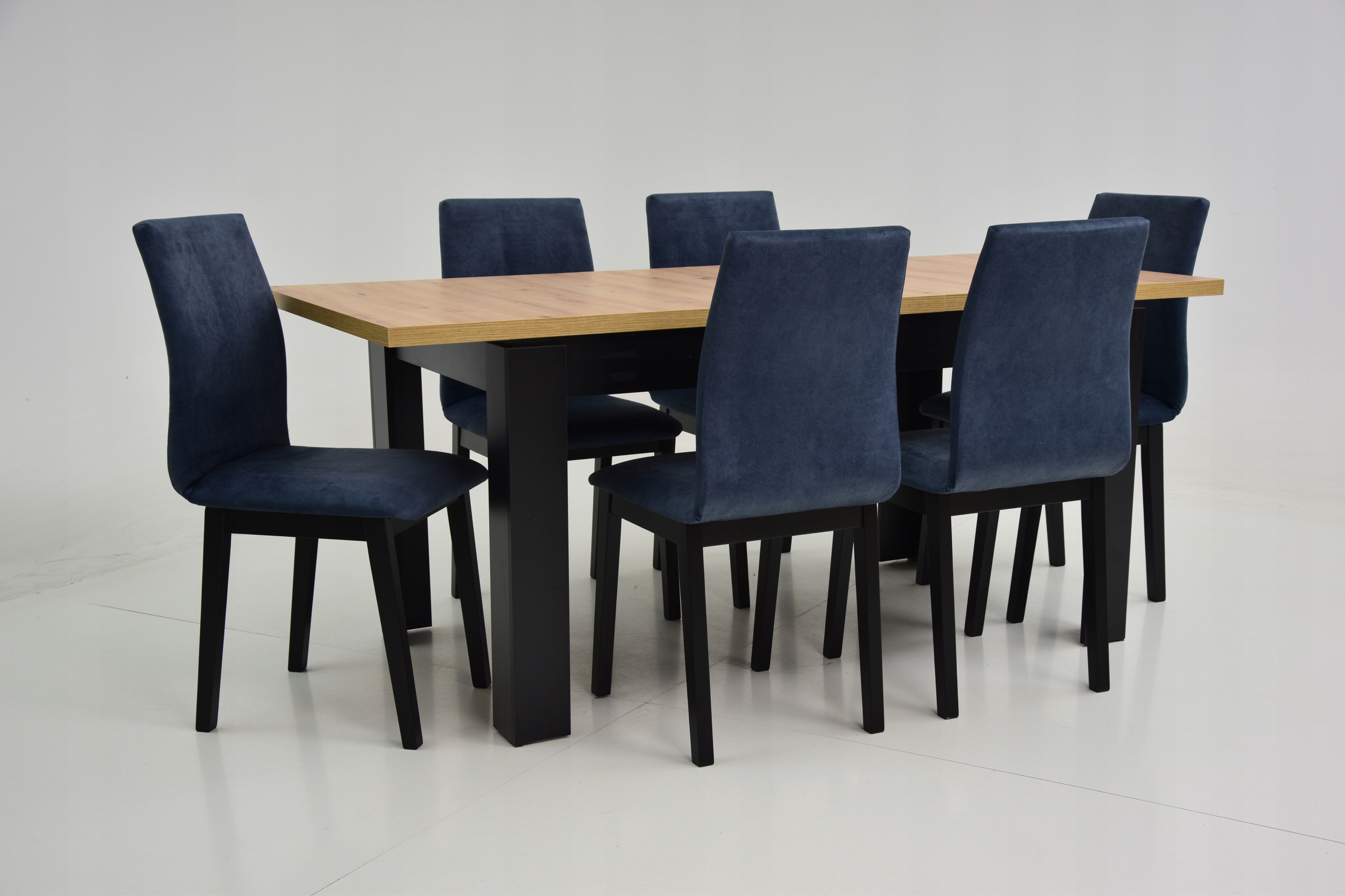 6x solidne tapicerowane krzesła do SALONU + duży stół DĄB artisan 140/180 Wysokość stołu 75 cm