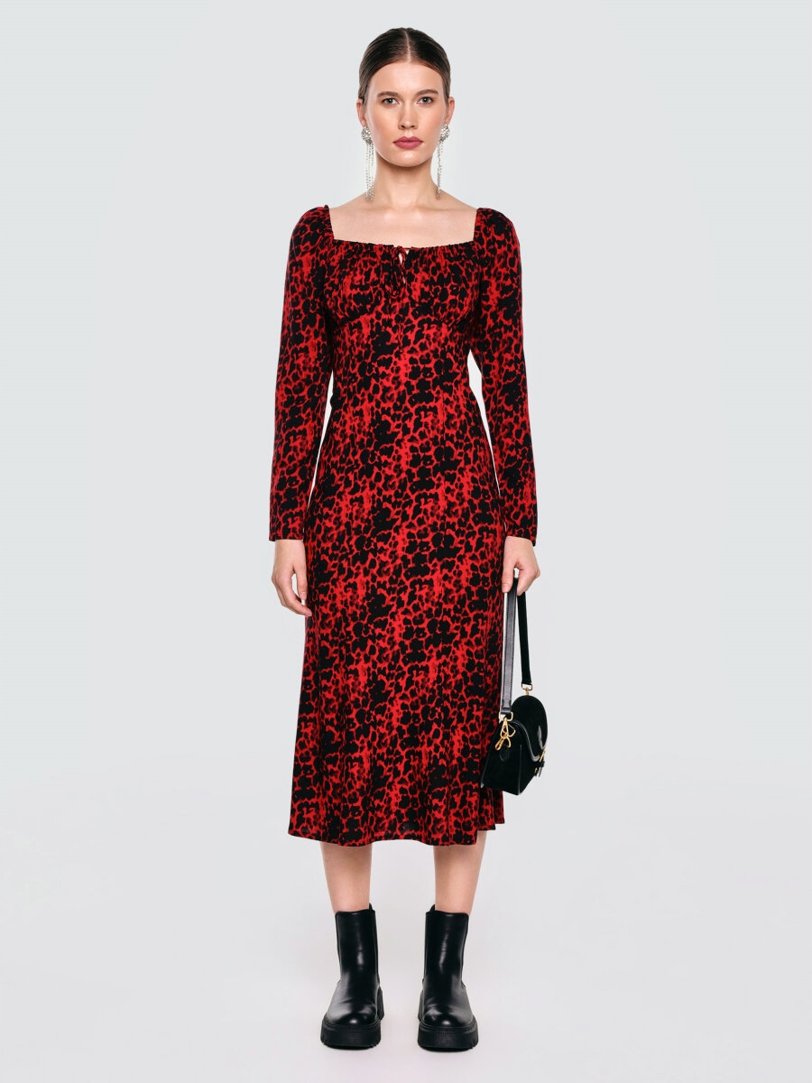 Big Star Dámské Šaty MIDI Viskóza Červeno-černá Kiara 603 Xs