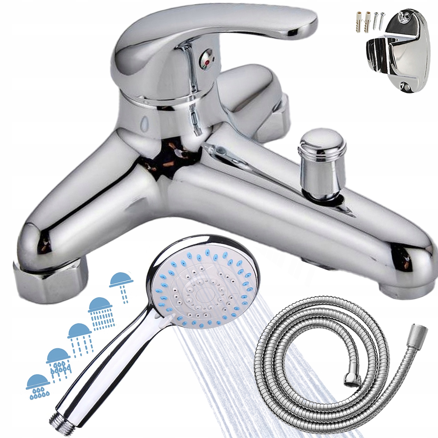 Stojaca Vaňová Batéria hlavica hadica s držiakom Mosadz 145 mm Chrome