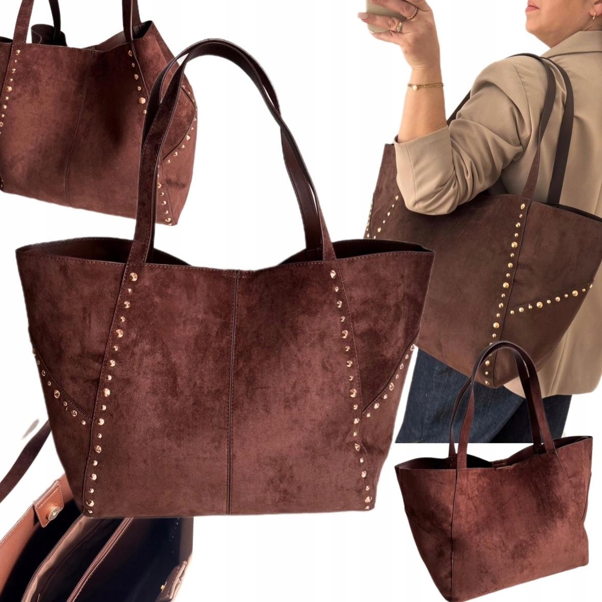 Dámská Kabelka Gallantry Paris Shopper Hnědá Semišová Eko Kůže Semišový