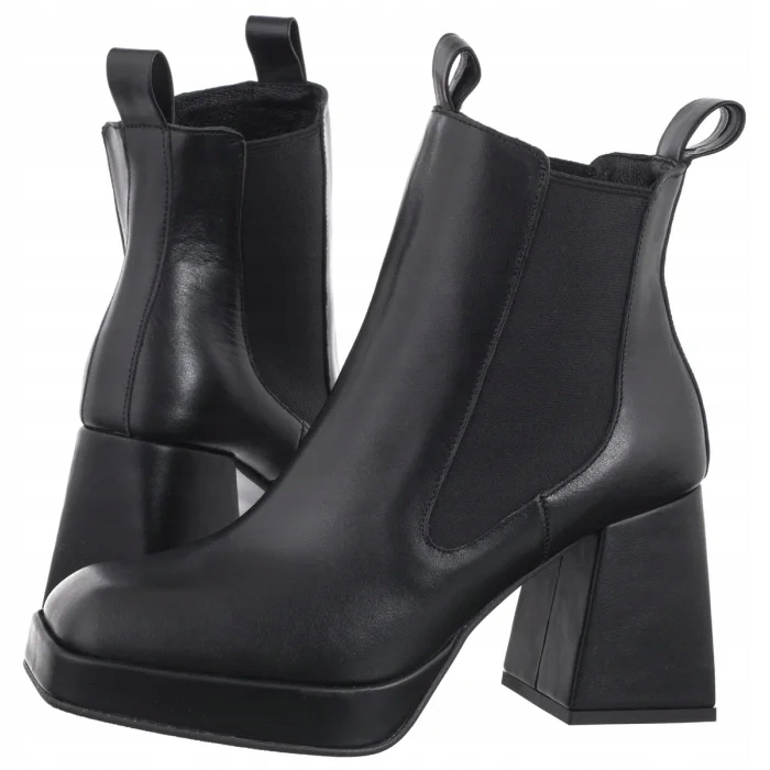 Dámské elegantní Kotníkové Boty na podpatku Nepeke Albina Black černé