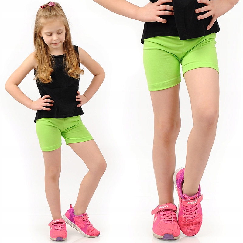 Krótkie spodenki Legginsy 1/2 Kolarki Dziecięce Getry Szorty LIMONKA 86