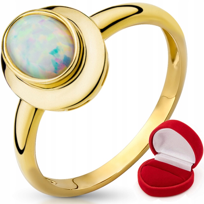 Złoty pierścionek z owalnym Opalem 333 8K r 11