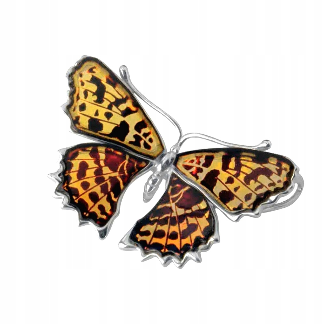 Motýl Je Stříbrná Brož A Přívěsek S Jantarem