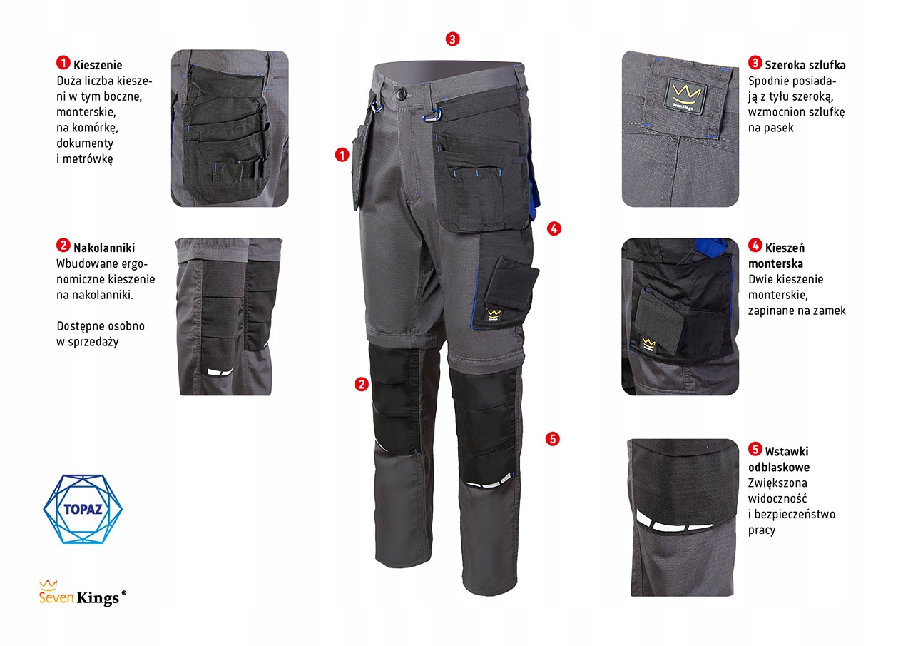 Spodnie robocze długie Seven Kings Topaz Stal r. 110 Marka Seven Kings