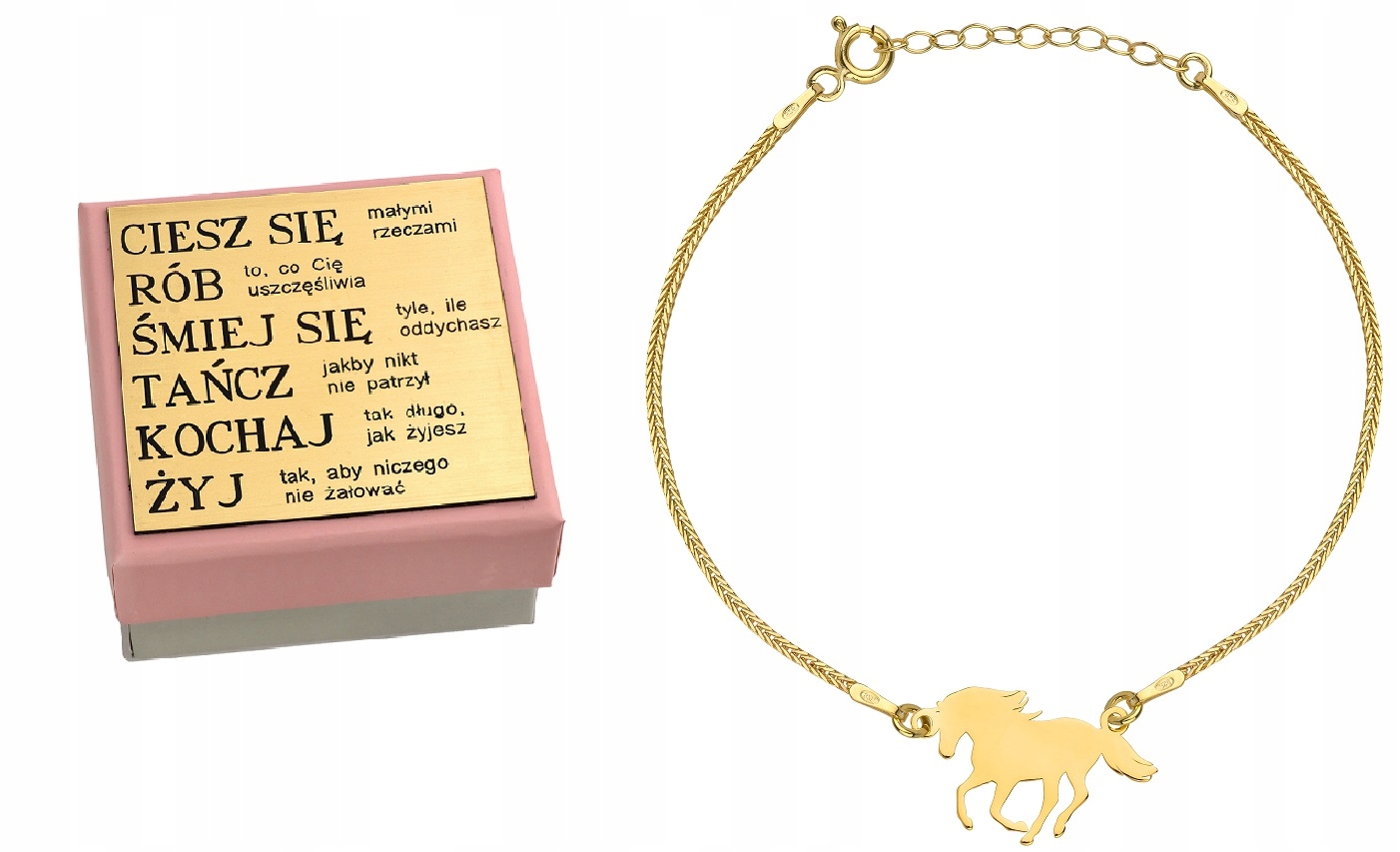 Zlatý náramek koník stříbro 925 pozlacený