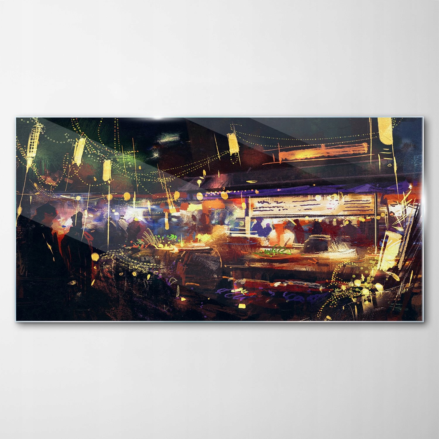 

Hartowany Obraz Szklany Sklepy Noc Miasto 140x70