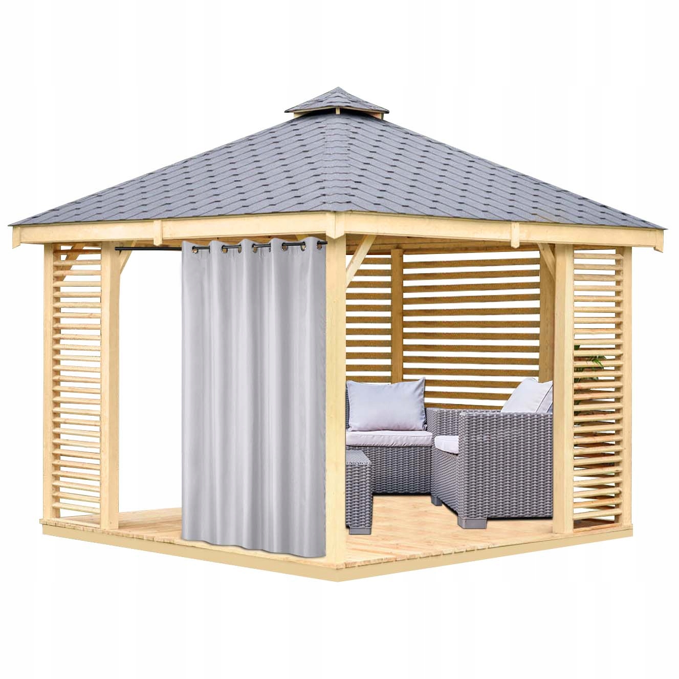 Zasłony Ogrodowe WODOODPORNE SREBNA 200x155 Zasłona do Altany Pergoli Taras Producent Vipro