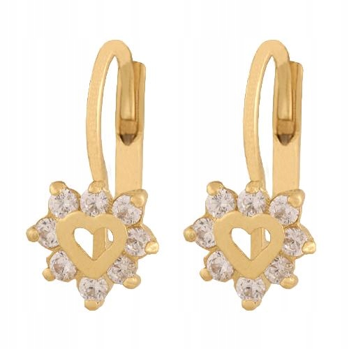 Dámské zlaté náušnice 585 jemně zdobené kubickými zirkony jako dárek