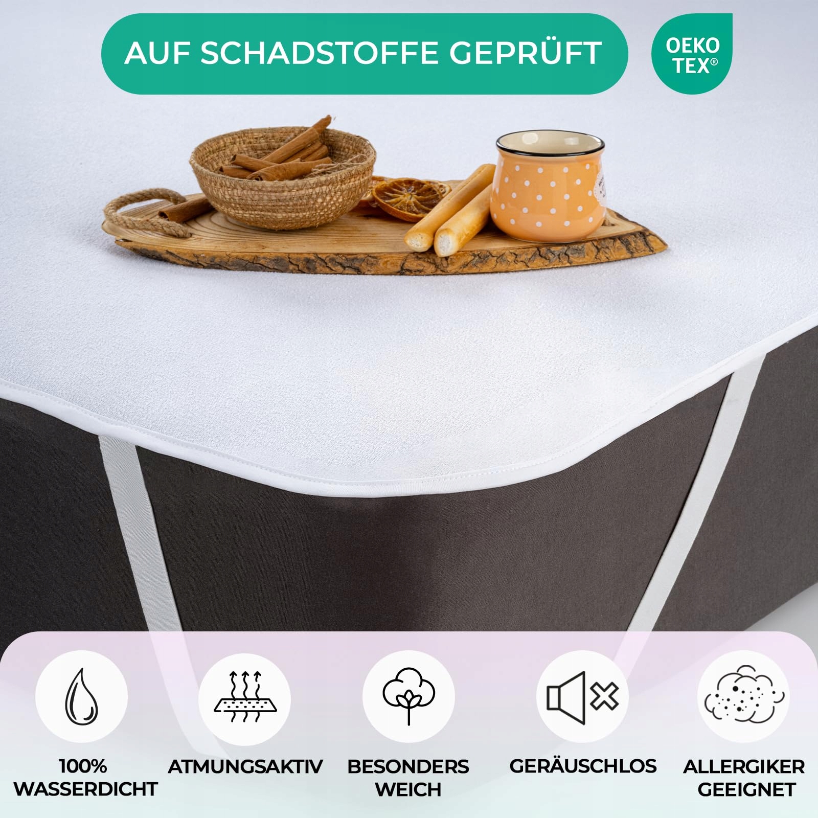 BUYMAX Ochraniacz Na Materac 100x200cm Wodoodporny Zestaw 2 Sztuki Oeko-Tex — miniatura 4