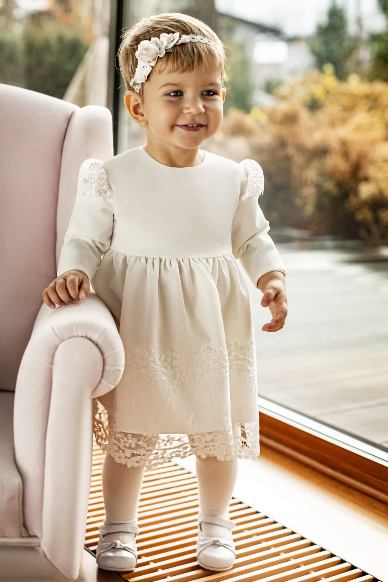 SUKIENKA TIFFANY Z DŁUGIM RĘKAWEM - 62 Kolor beżowy