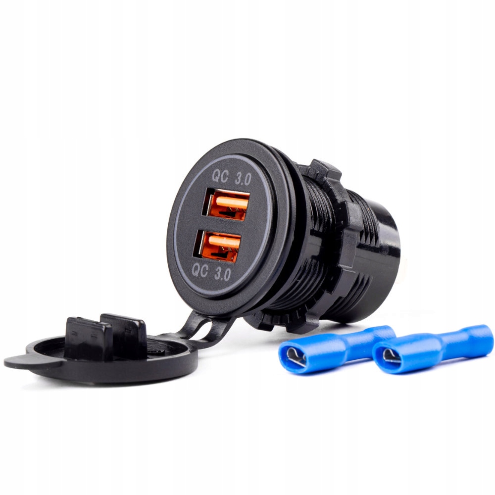 

Ładowarka Samochodowa Motocyklowa 2xUSB Qc 12-24V