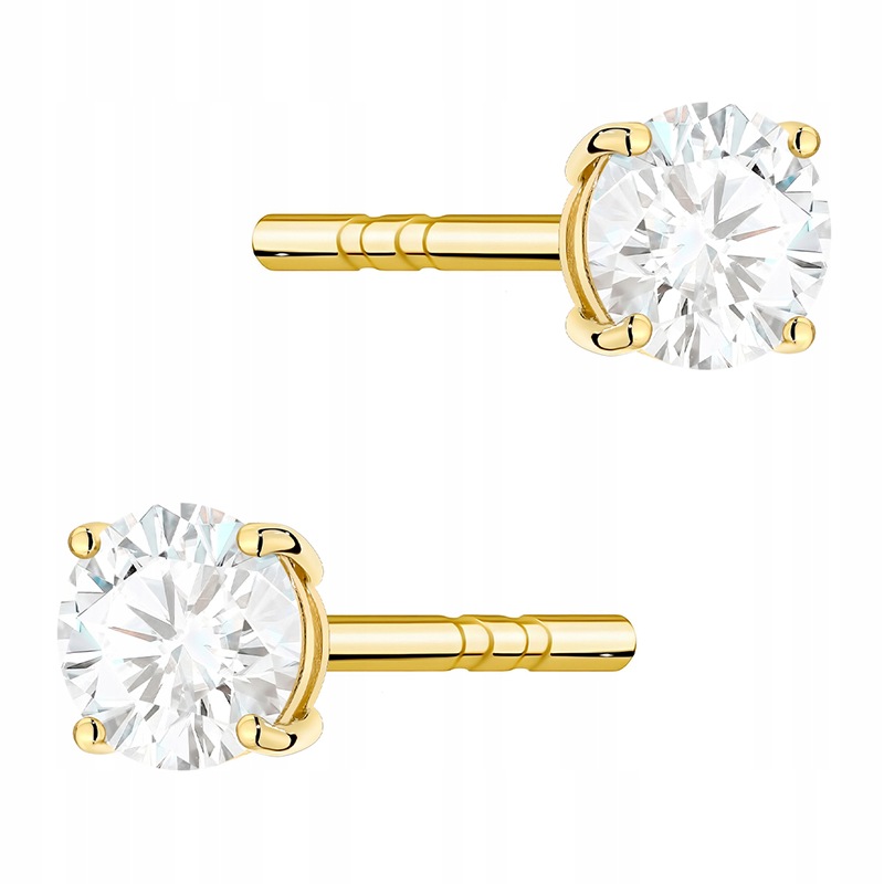 Złote Kolczyki pr. 585 na Sztyft z Diamentami 0,30ct 14k Pudełko