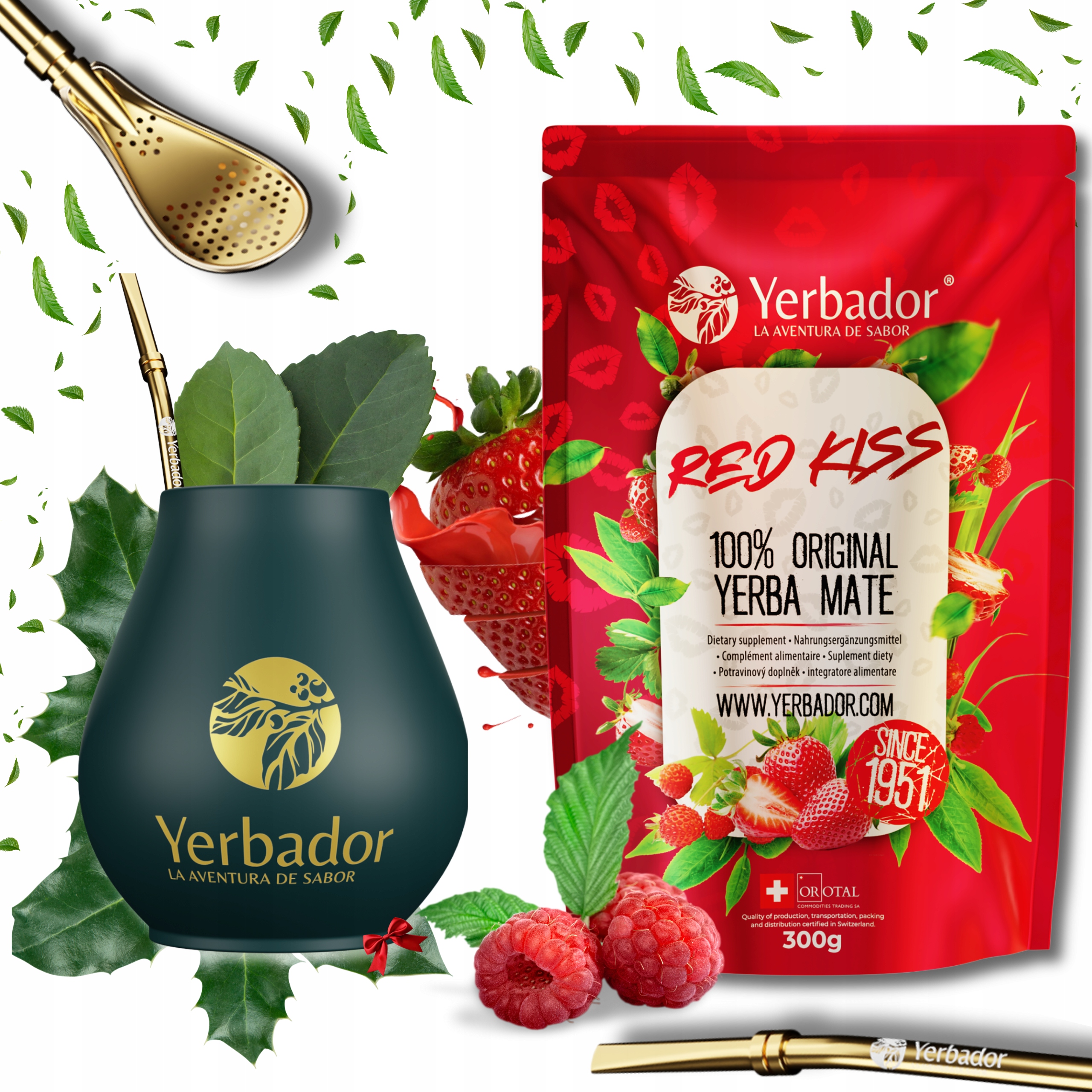 Levně Yerba Mate Yerbador s ovocem Jahoda Lesní Jahoda Matero Bombilla 300 g 0,3 kg