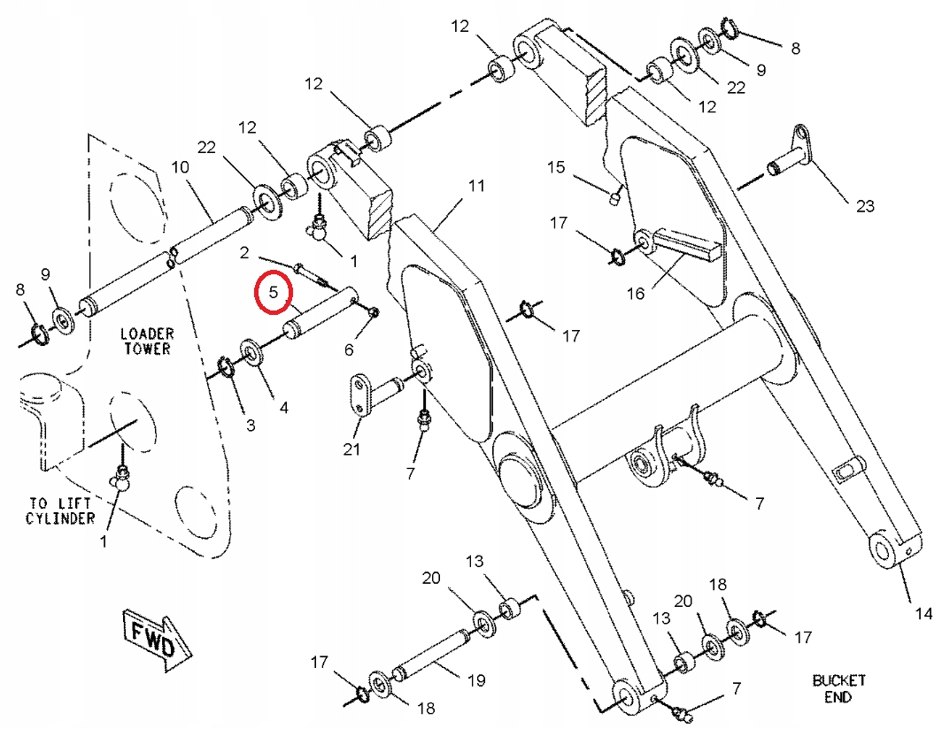 9R0097 - Штырь плеча передний CAT 428B 426B 416B 45x235