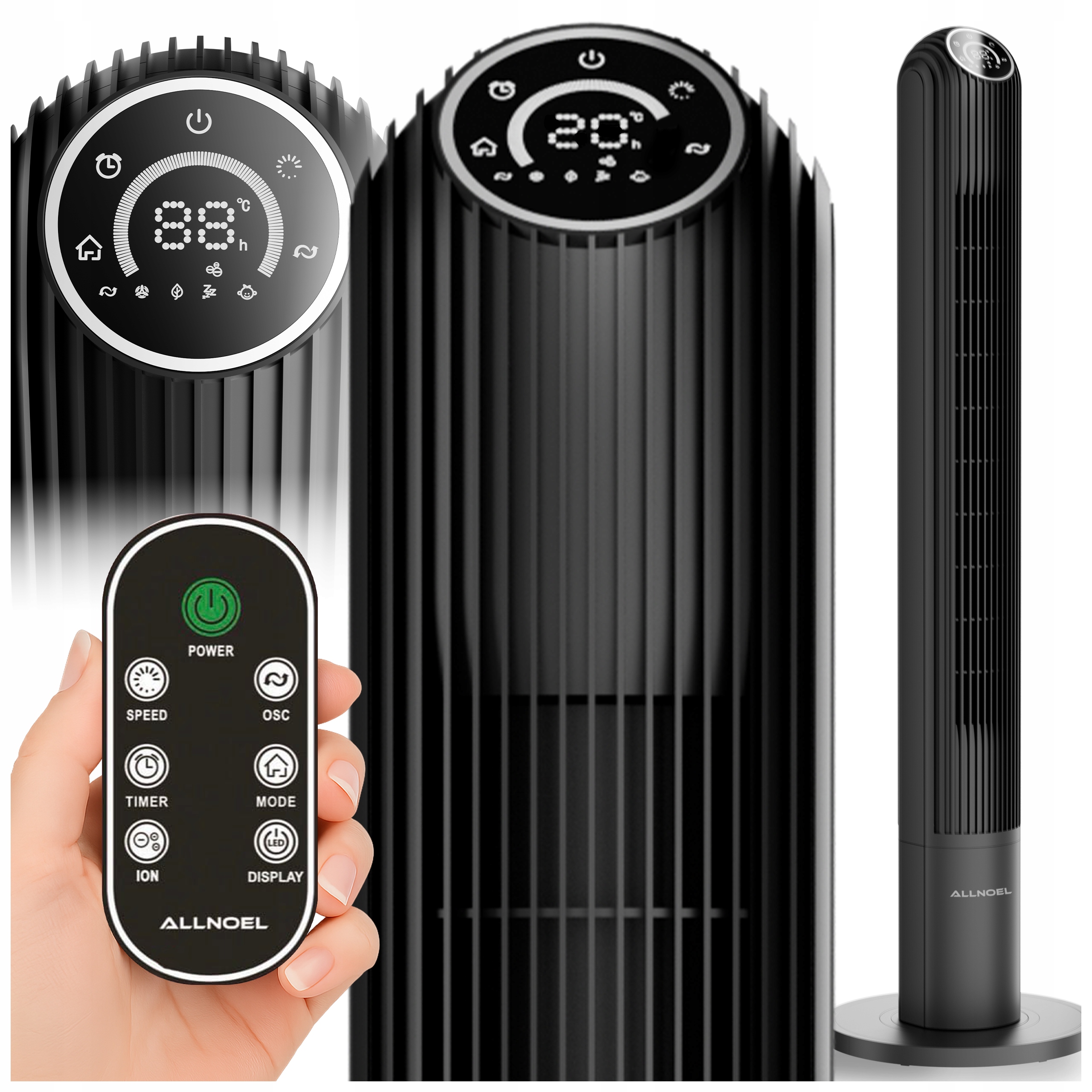 Podlahový sloupový ventilátor s ovladačem Ionizace Aromaterapie 117CM XXL