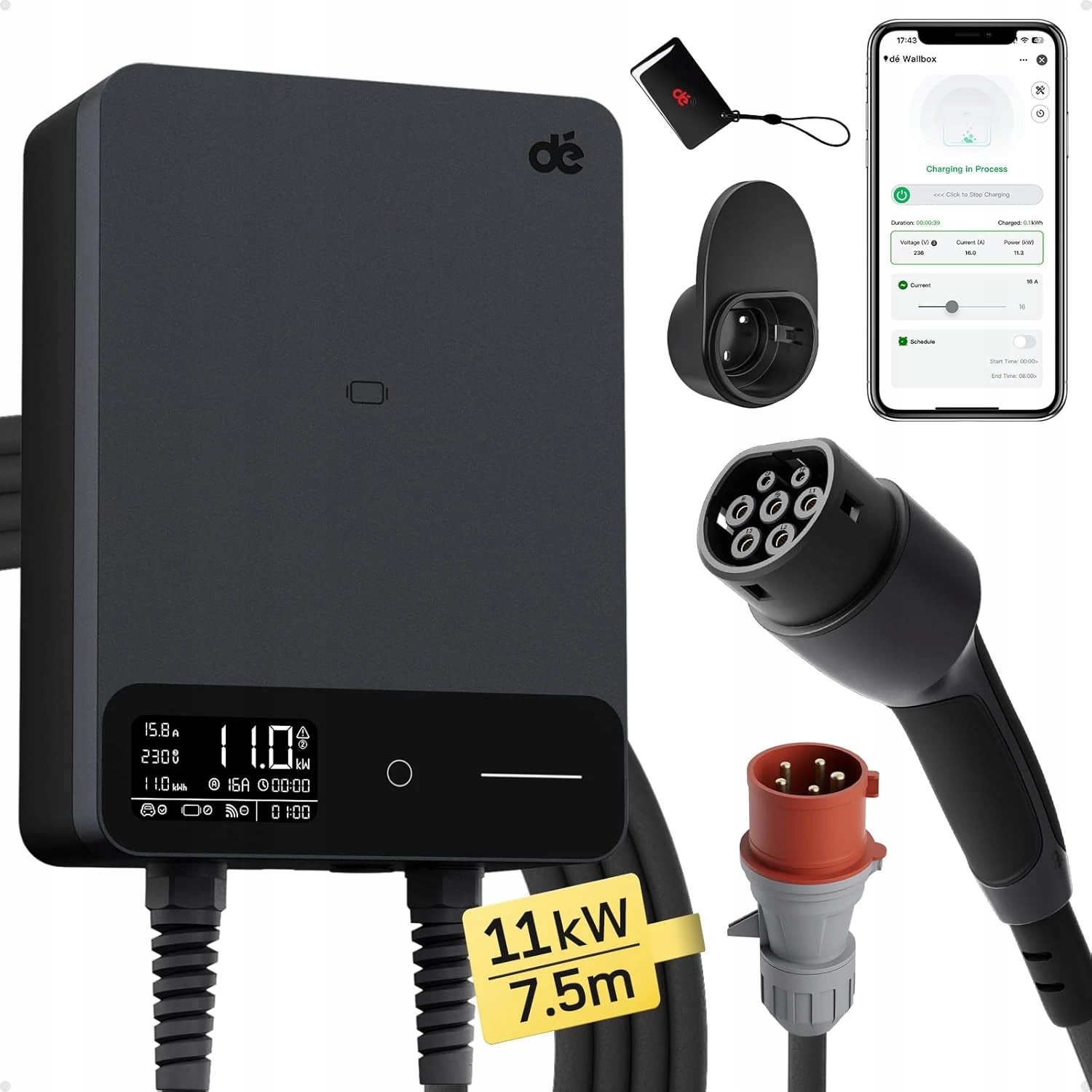 Stacionárna nabíjačka do auta Wallbox Ev 11 kW Typ 2 s Wi-Fi 7,5 m