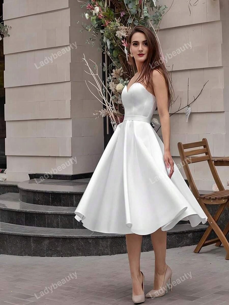 Shein Saténová Svatební Šaty 40B S06__36