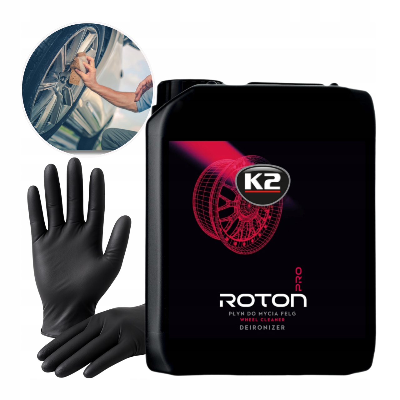 Tekutý přípravek na mytí kol K2 Roton Pro 5L Čištění Krvavý ráfek Prostředek D1005