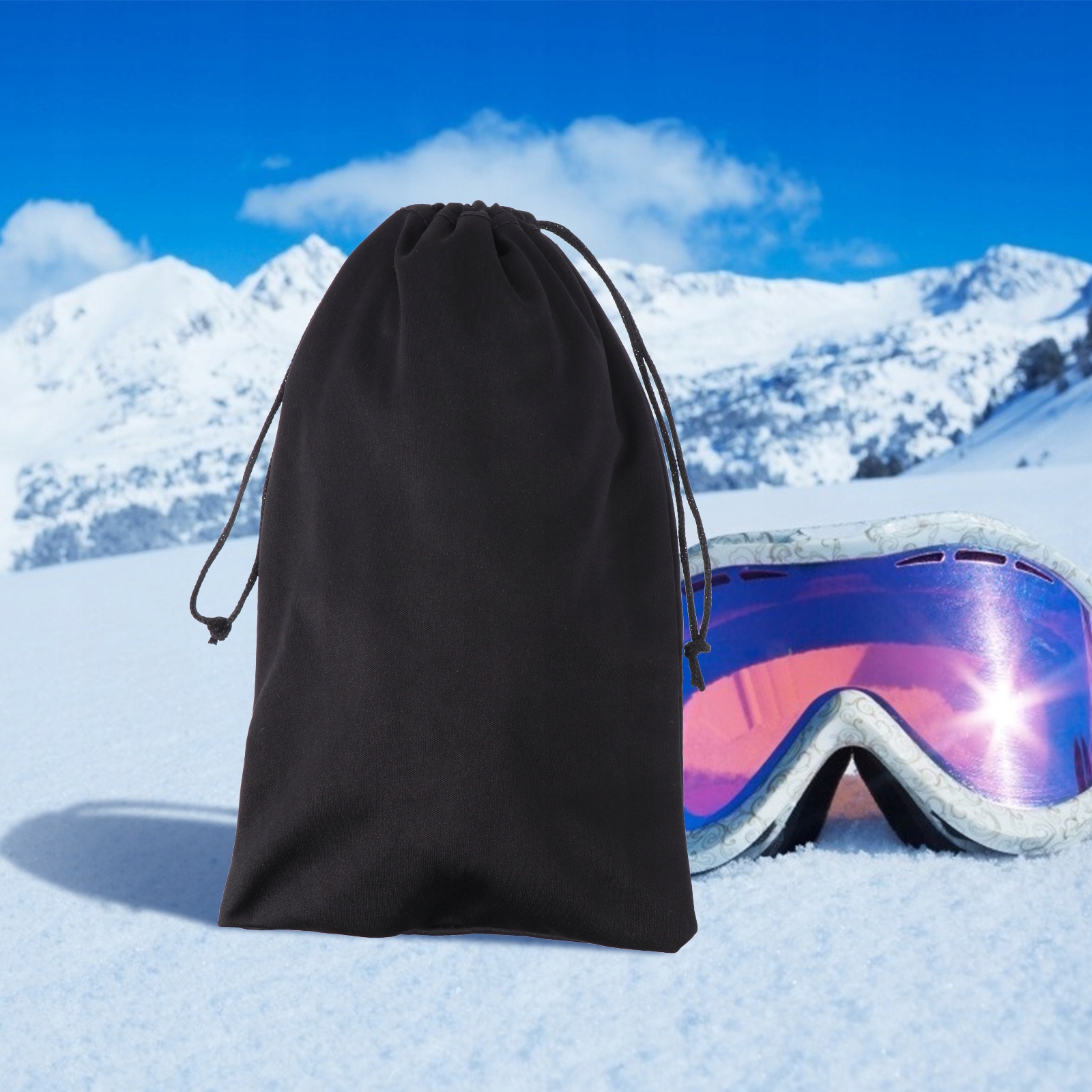 GOGLE NARCIARSKIE GOGLE DZIECIĘCE Z KIESZONKĄ ŚCIĄGANĄ SZNURKIEM Marka bez marki