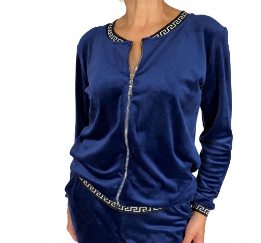 DRES WELUROWY GRANATOWY NA ZAMEK 38 / 40 Rozmiar S/M