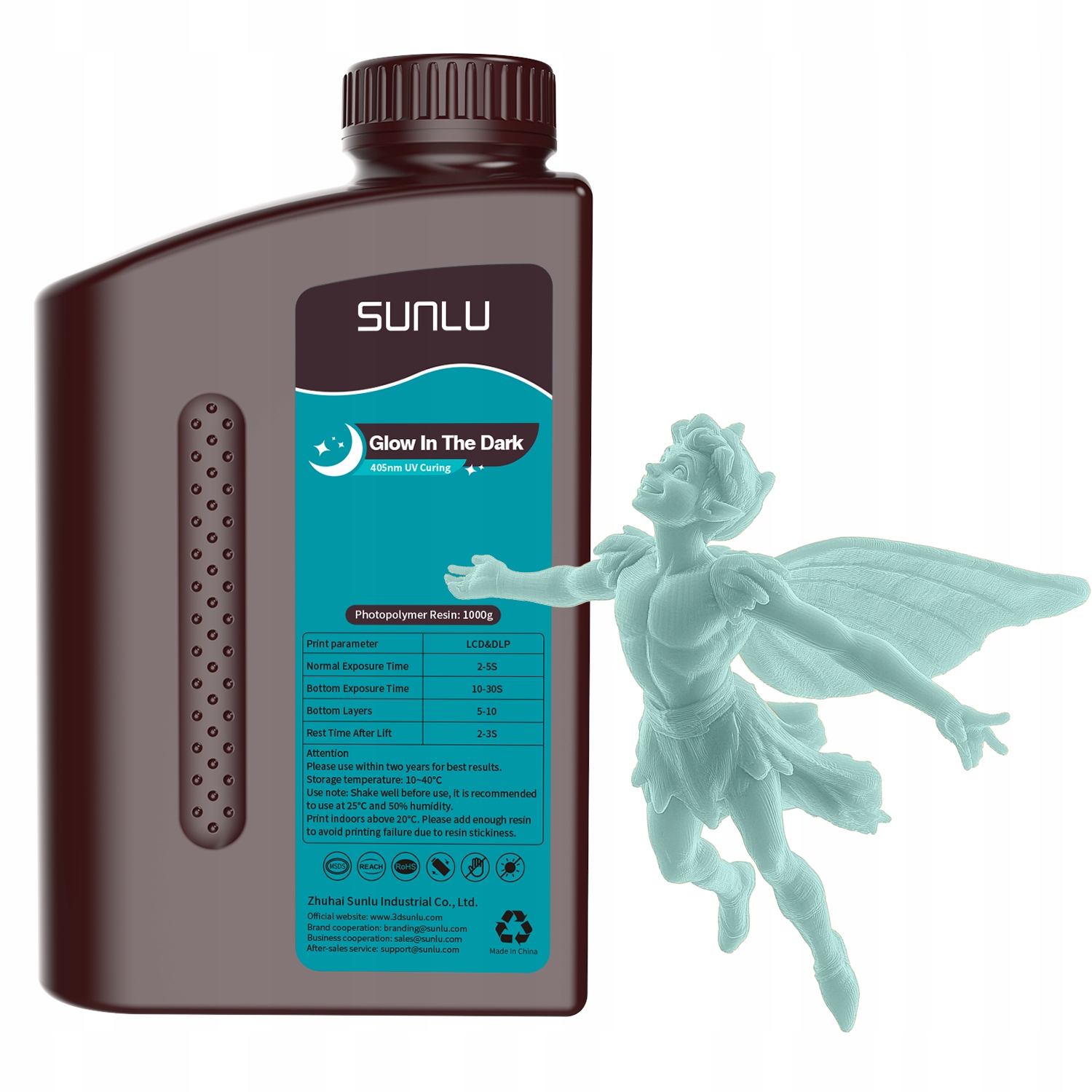 Żywica Uv Sunlu Glow In The Dark Blue 1kg 1L Do Drukarki 3D