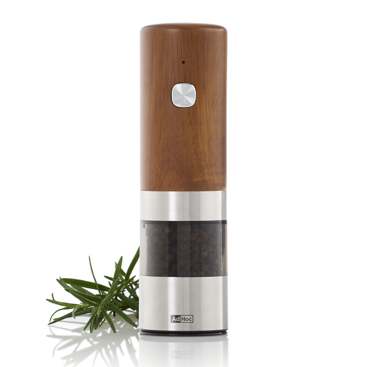 Mlýnek AdHoc iMill akumulátorový 17x5 cm akácie Usb na pepř sůl