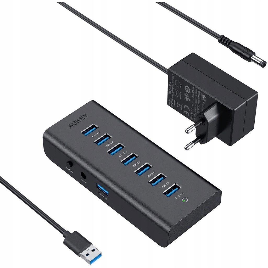 

Aukey CB-H3 Aktywny Hub Usb 7xUSB 3.0 Zasilacz