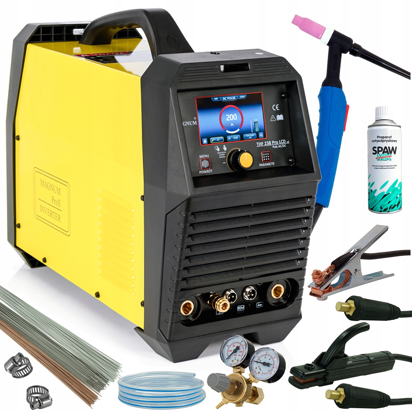 Spawarka na 230V Magnum Thf 238 Pro LCD V2 Tig Ac DC Hf Puls Mma 200A Igbt