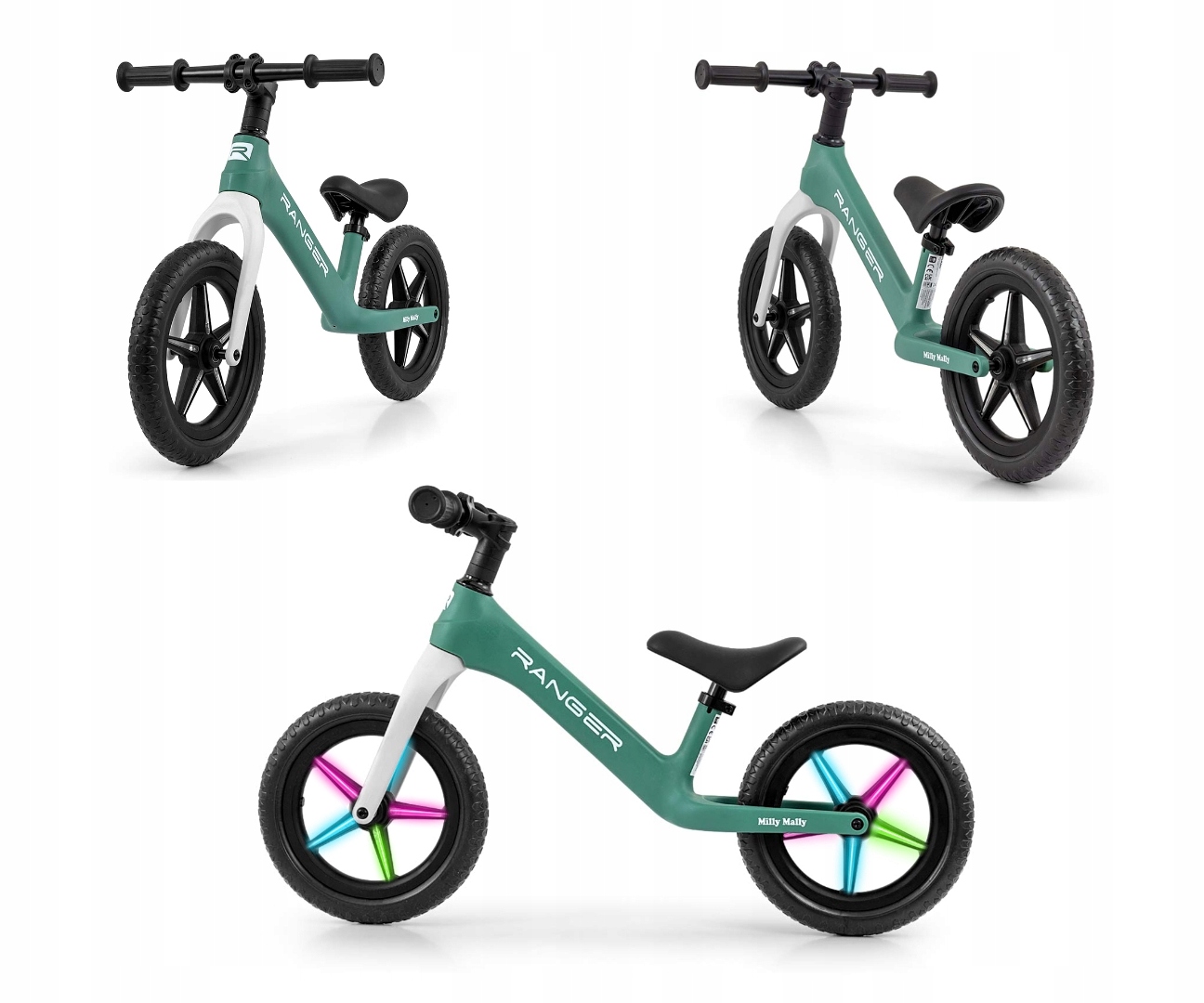Rowerek Biegowy dla dziecka koła Eva 12" Led Ranger Flash Milly Mally Ocean