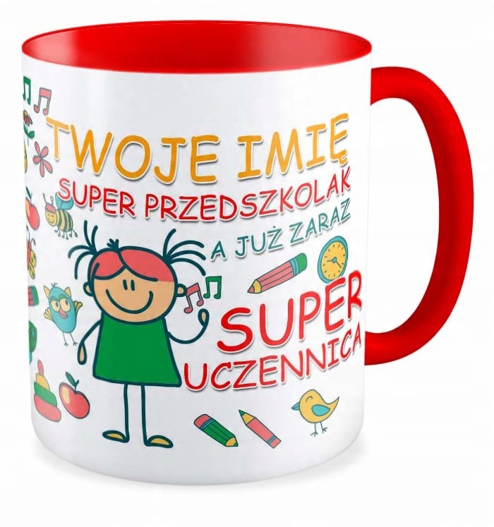 

Kubek czerwony prezent Przedszkolaka Twoje Imię
