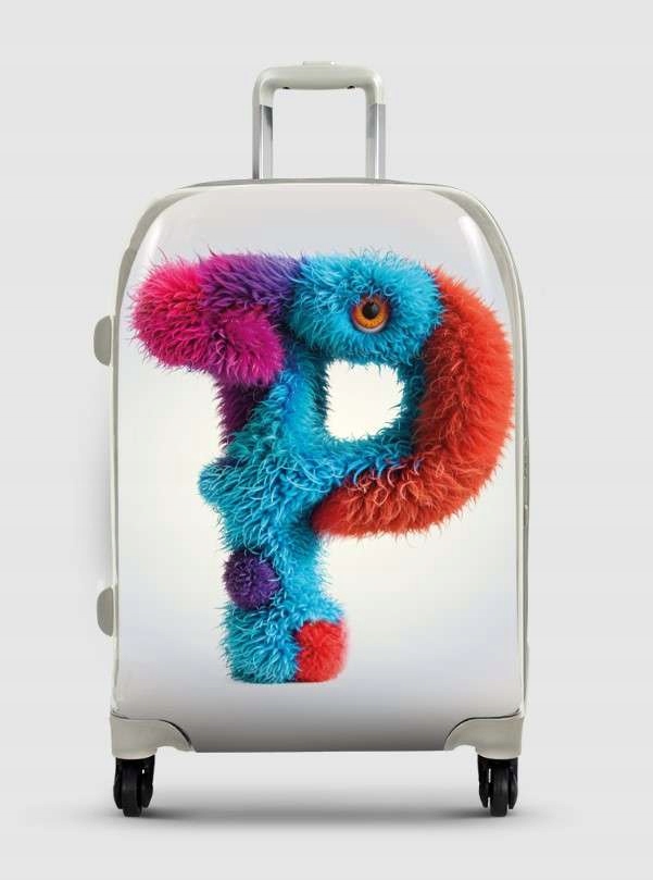 Dětský kufr s písmenem P, personalizovaná kolečka Tsa 360° vel. S