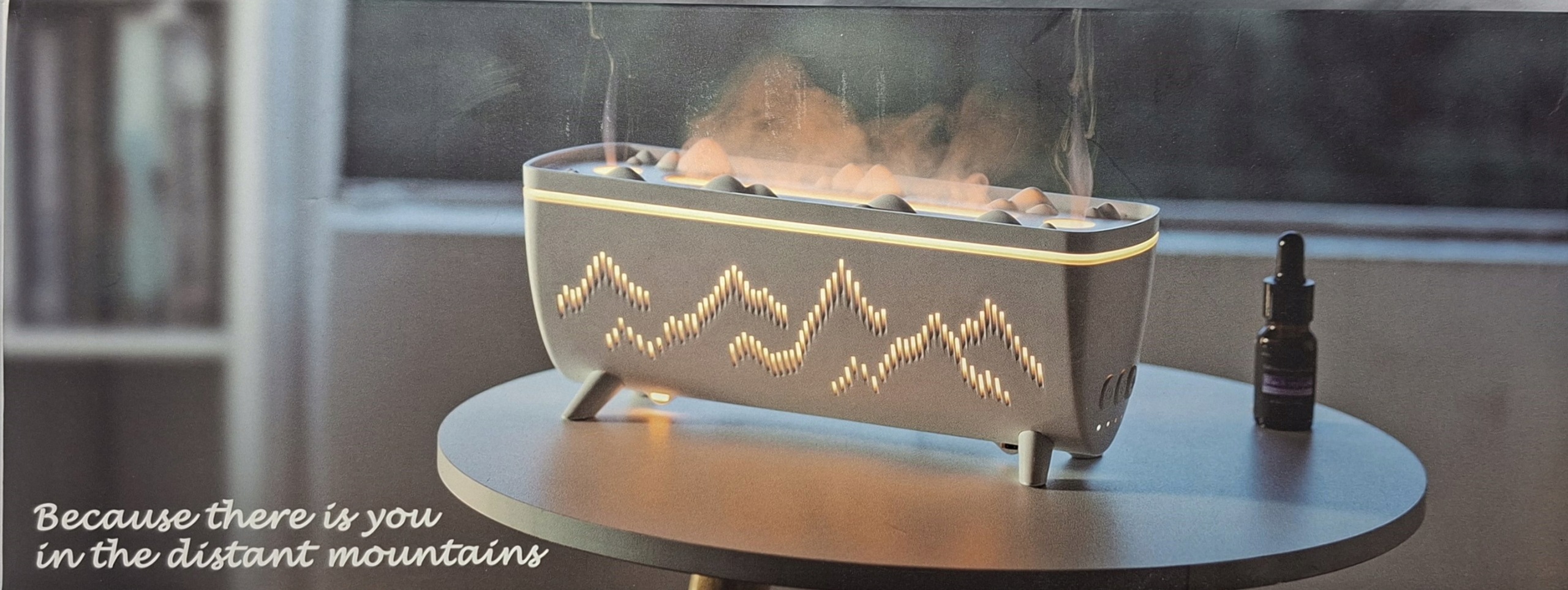 Nawilżacz Powietrza Lampa 3D Kominek Lawa Dyfuzor Aromaterapia