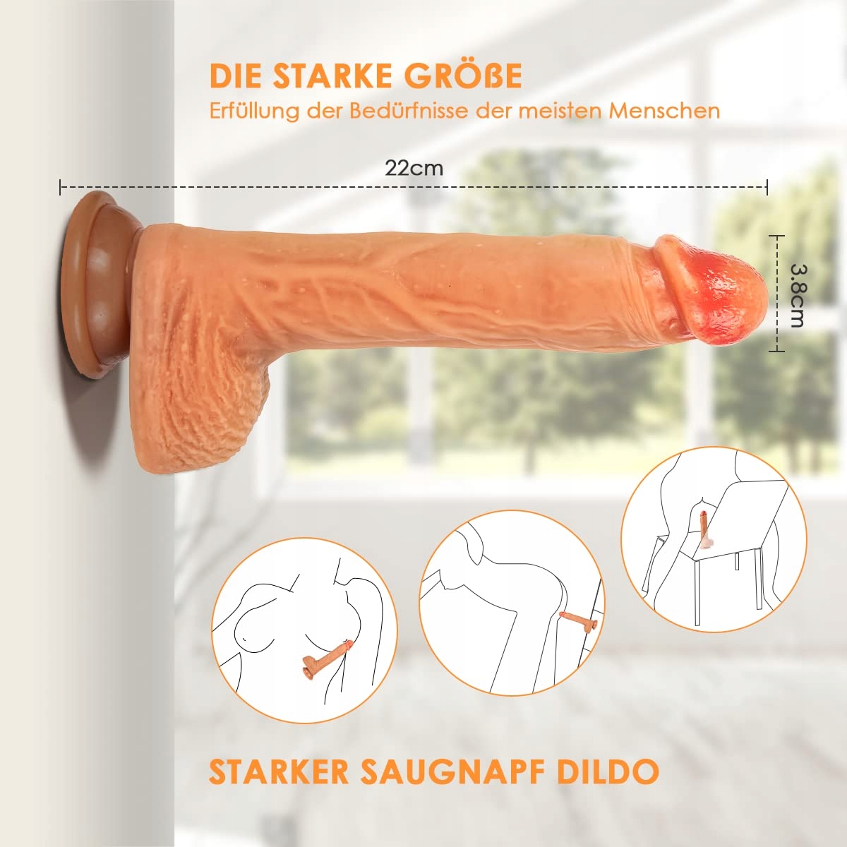 KLASSISCHE Dildo Wibrator Zestaw Dla Par 22cm Silikonowy Z Przyssawką — miniatura 3