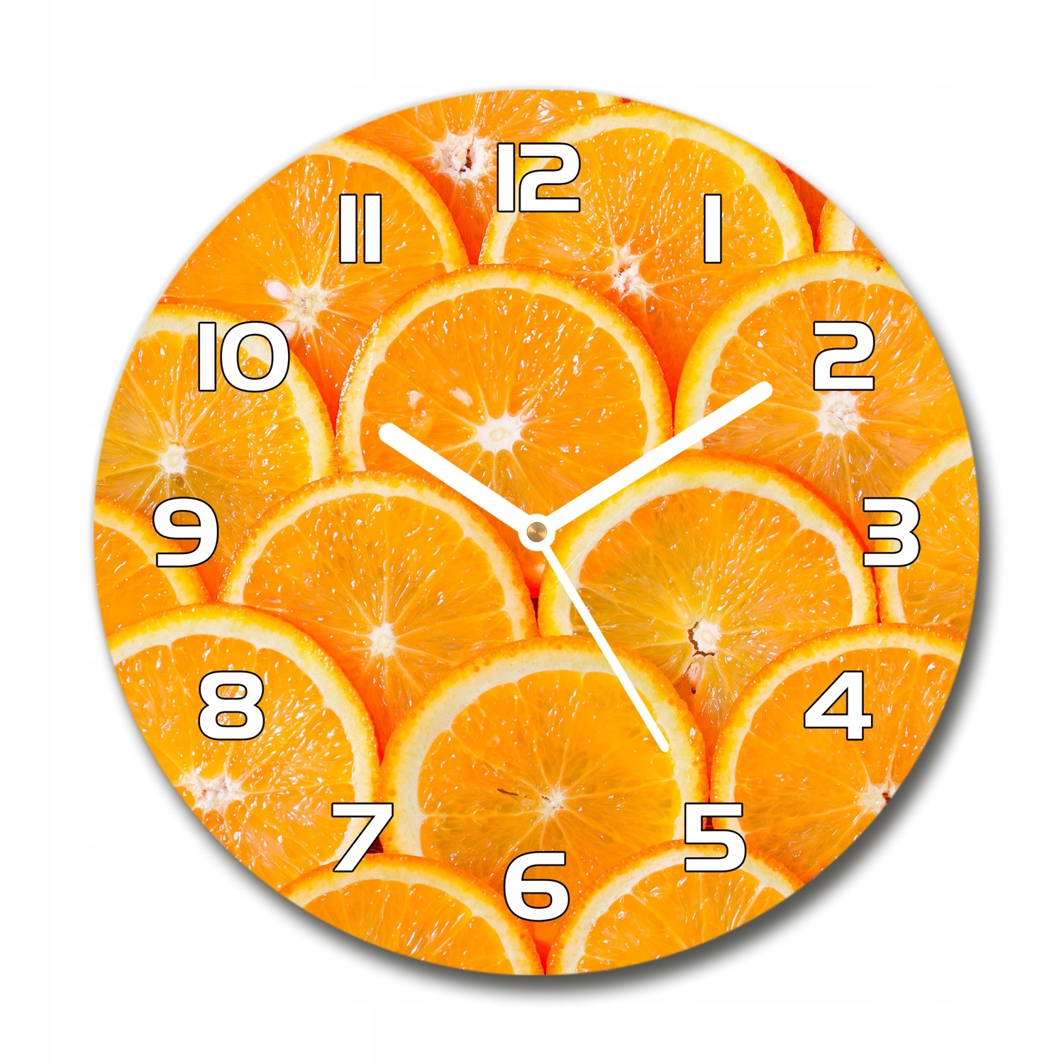 

Zegar szklany okrągły Plastry pomarańczy fi 30 cm