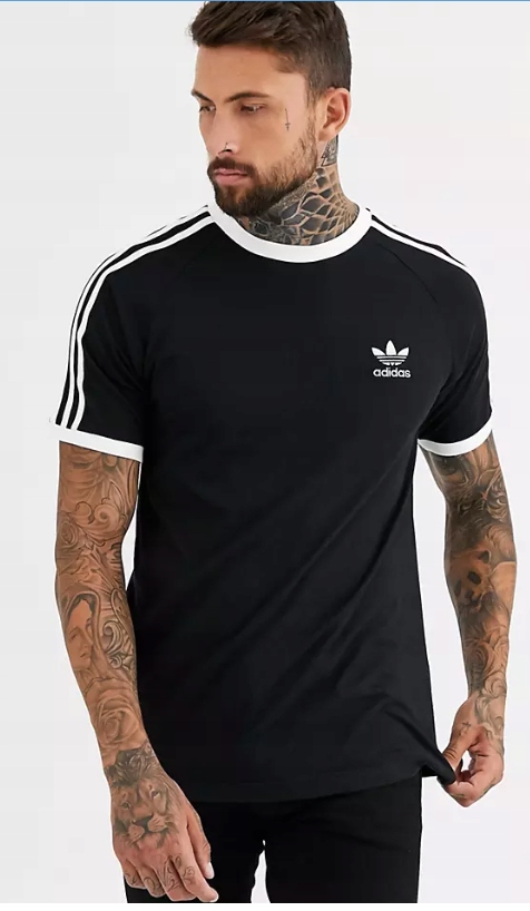 Koszulki Męskie Adidas Czarna r. M Bawełniane Sportowe dla faceta