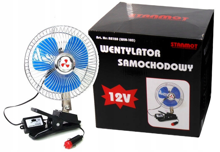 

Wiatrak Wentylator Samochodowy Klamra Obrotowy 12V