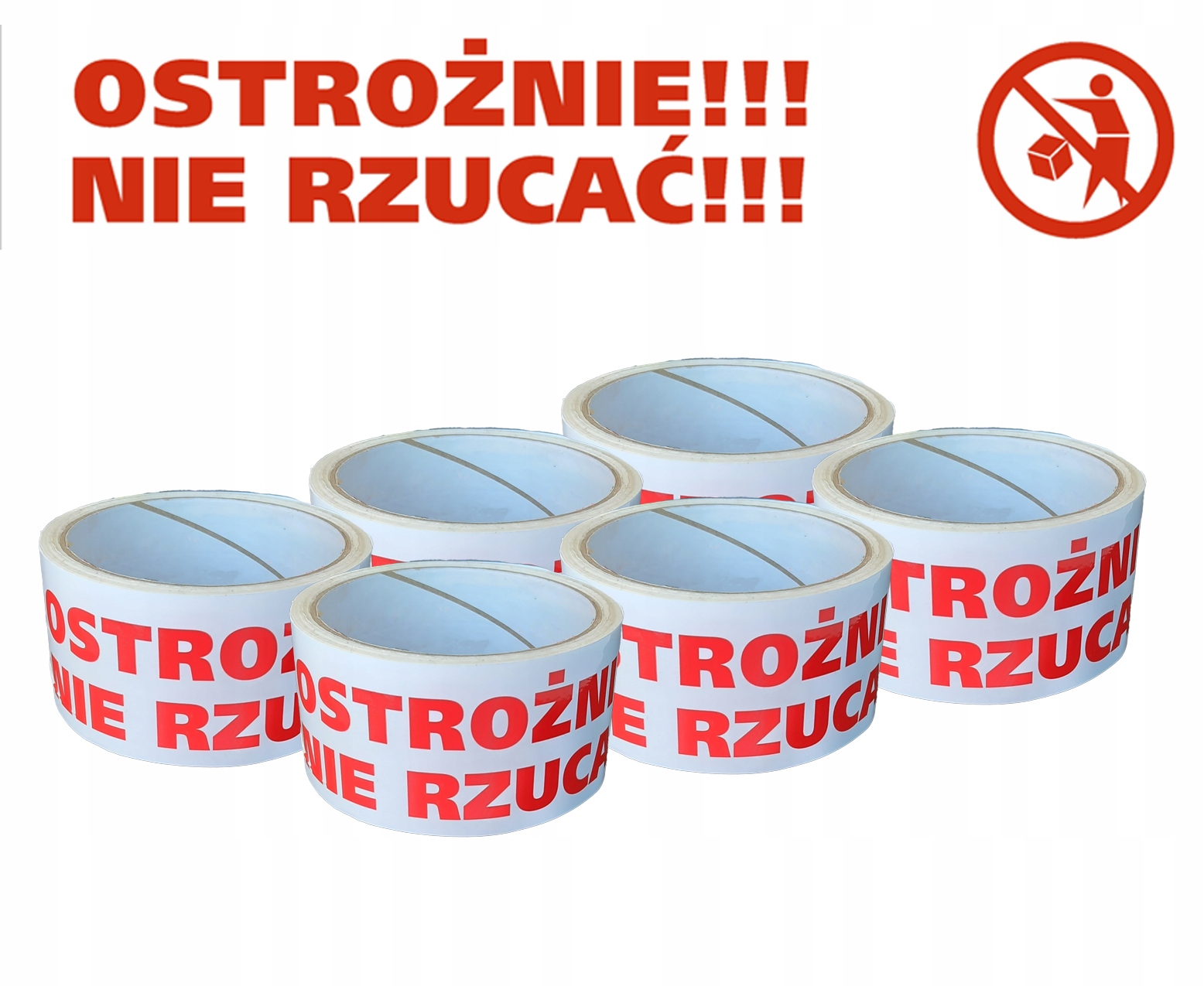 TAŚMA TAŚMY PAKOWE KLEJĄCE BEPIECZEŃSTWA OSTROŻNIE KAUCZUK NIE RZUCAĆ Marka Rajpak