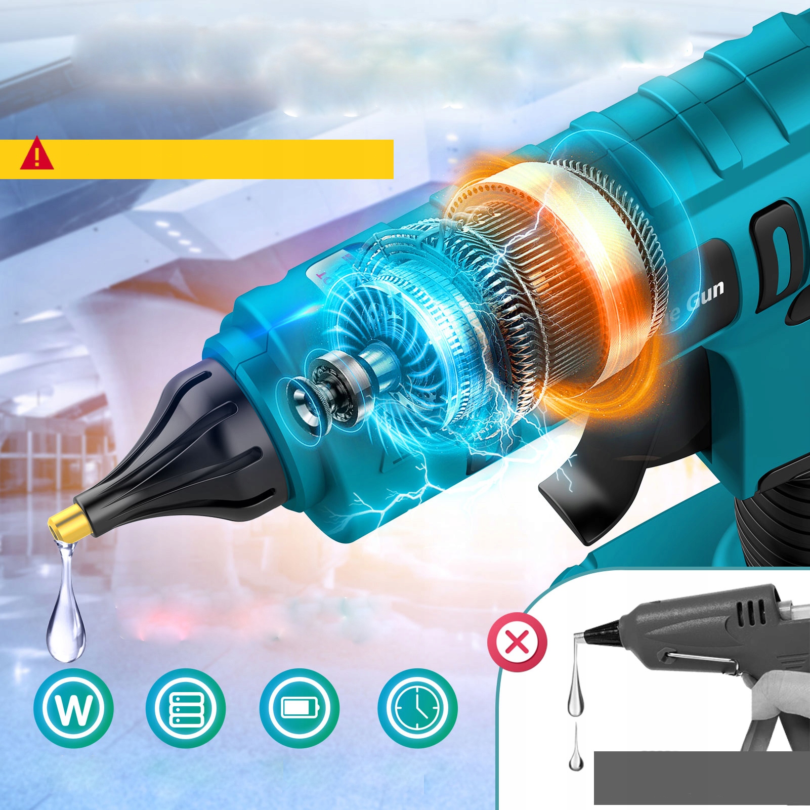 AKUMULATOROWY PISTOLET DO KLEJU NA GORĄCO 21V 100W + 20x WKŁADY KLEJU Średnica wkładu (mm) 11