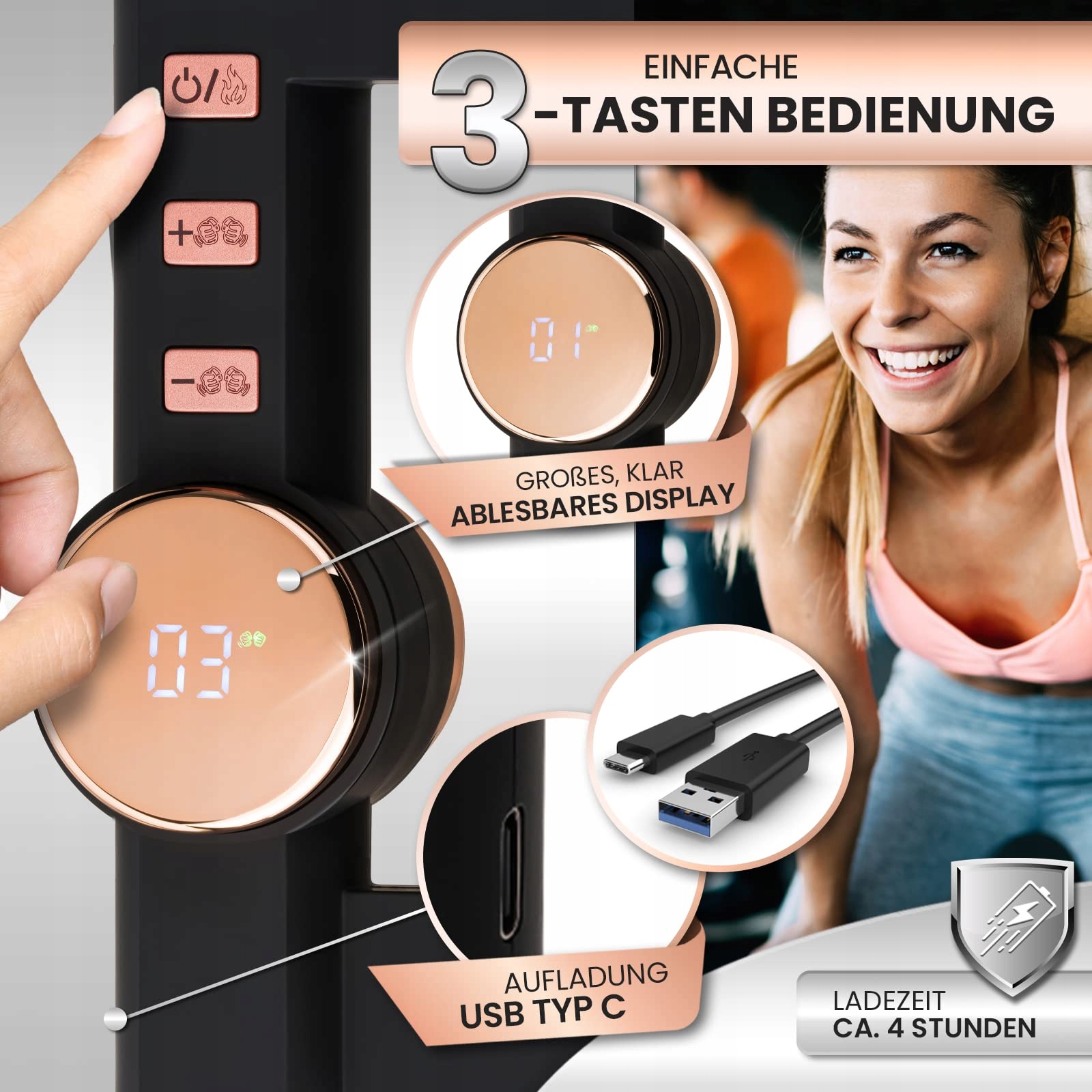 GRUNDIG Pistolet Masażu: 4 Poziomy Grzania, 32 Tryby Masażu — miniatura 5