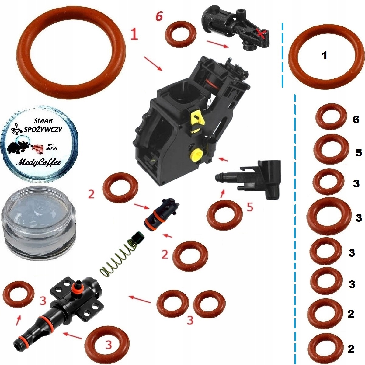 Zestaw Oringów Smar Do Philips EP LatteGo Kod producenta Philips EP LatteGo