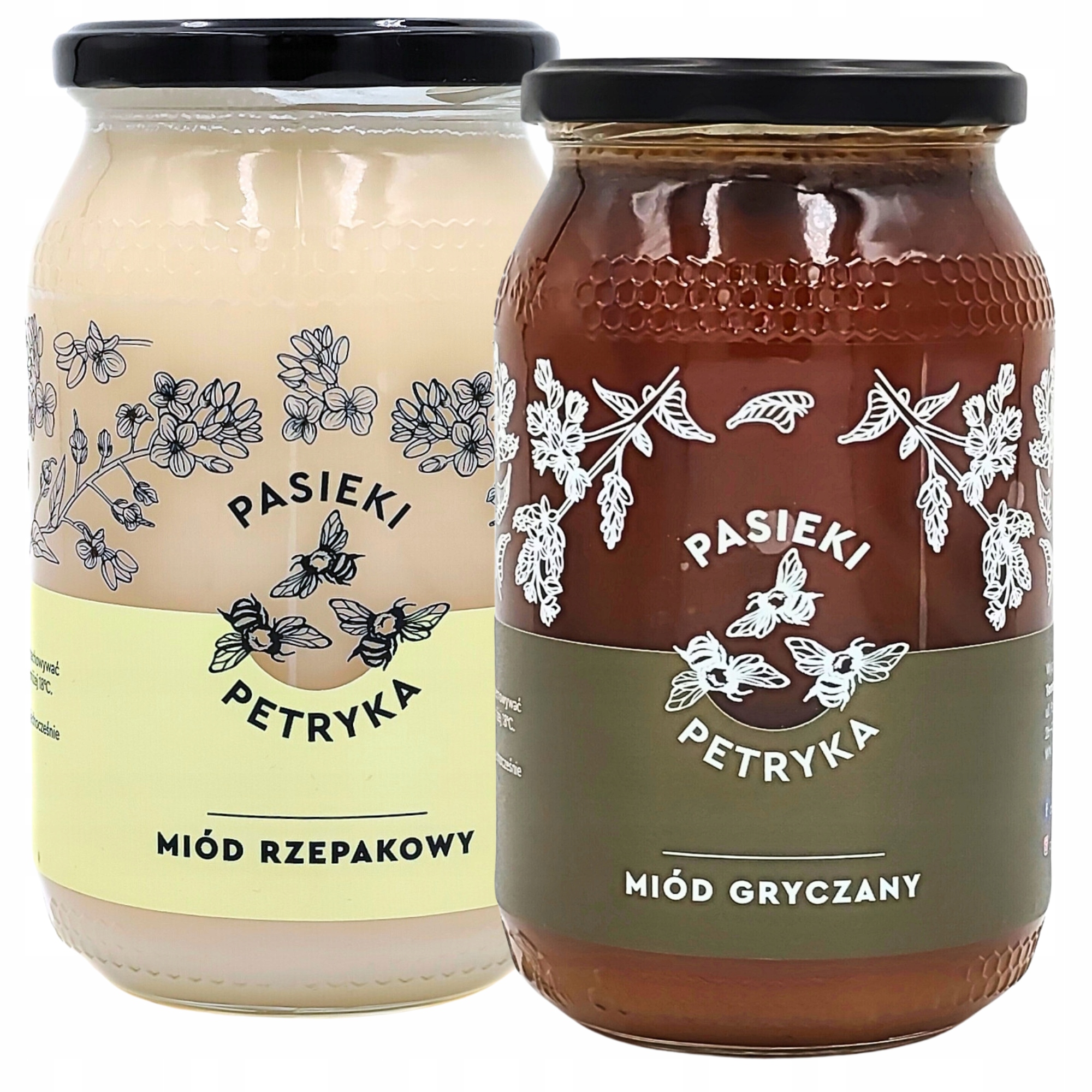 Miód gryczany rzepakowy 1,2 kg duże słoiki Pasieki Petryka