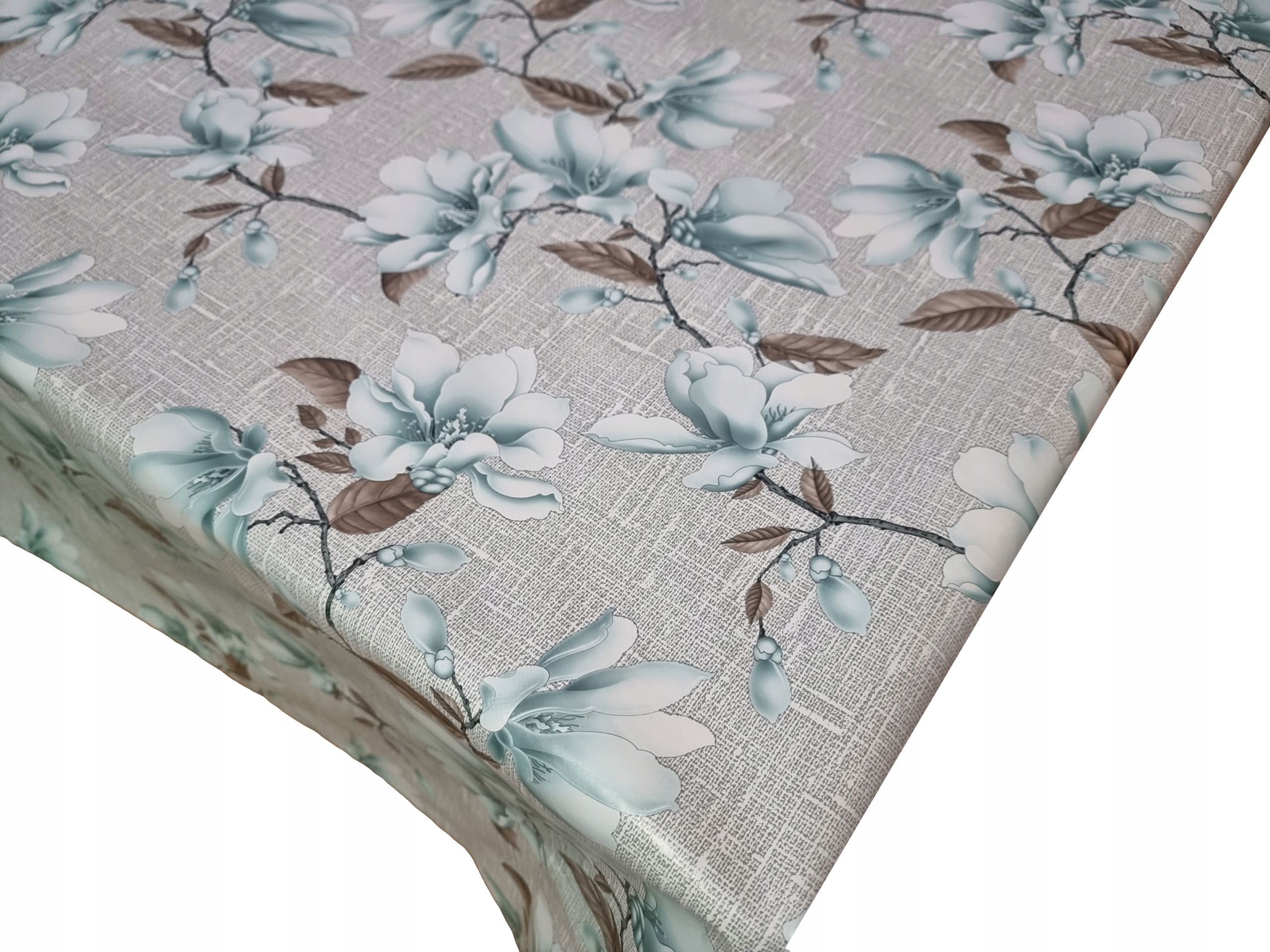 CERATA OBRUS NIEBIESKI LIŚCIE KWIATY NA WYMIAR Typ obrus