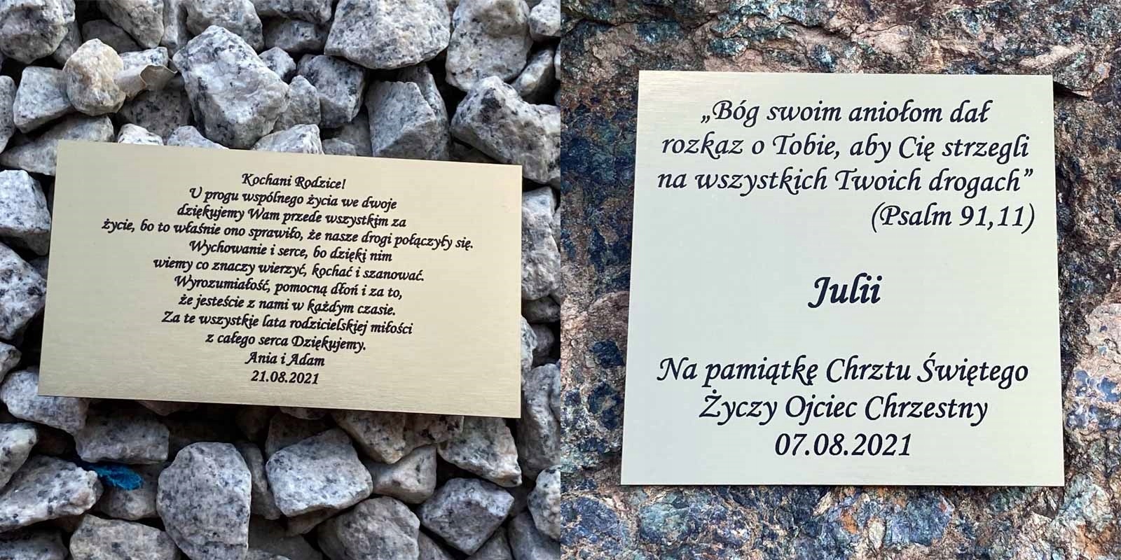 Grawerowanie na tabliczce grawer dedykacja 6x4 Rodzaj tablicy grawerowane