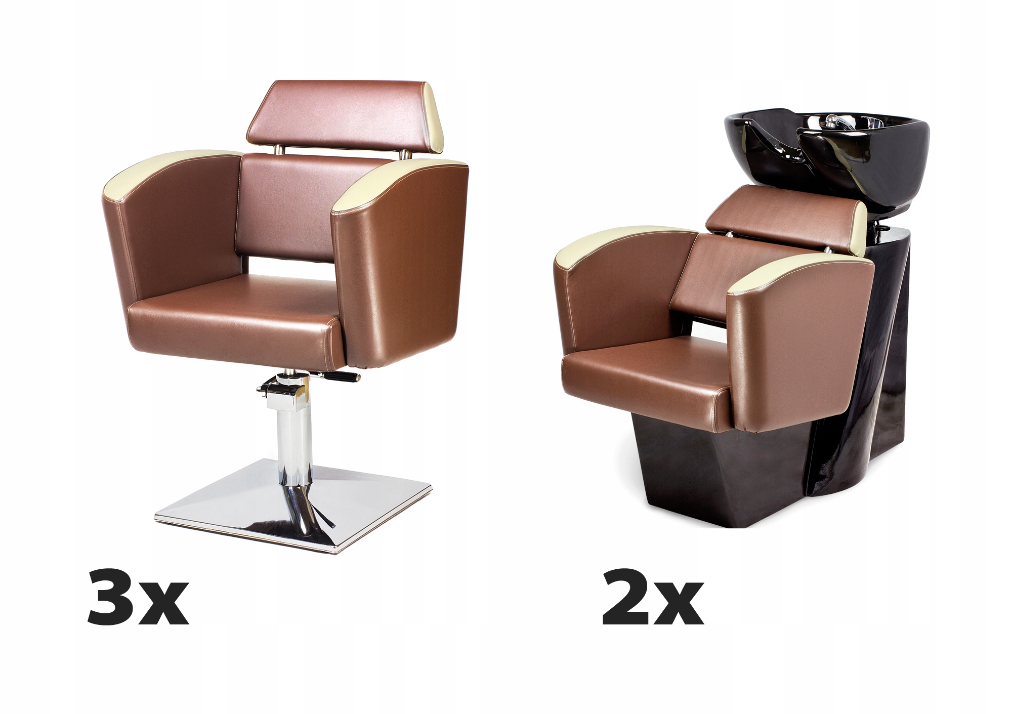 3 x Kadeřnické křeslo 2 Kadeřnické myčky Neo